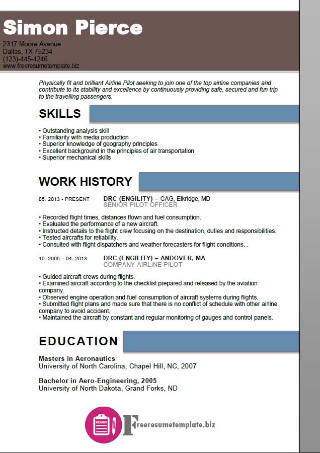 airline pilot resume template free resume templates